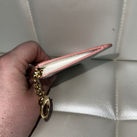 Fendi bi color crayons pocketed key coin wallet keychain in pink & white leather - Picture 7 of 13